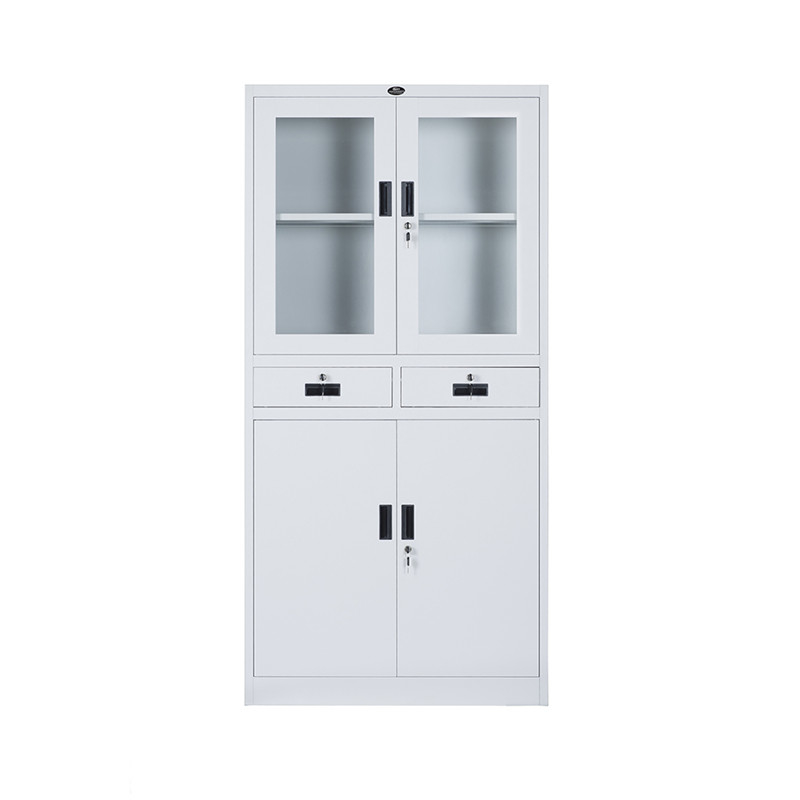 Steel Glass Door Filing Cabinet With Two Drawers 0.6mm Thickness